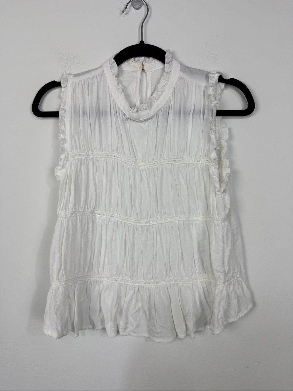 Before You White Peplum Tiered Sleeveless Top Blouse Cute Summer